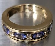 14ct Tanzanite & Diamond 1/2 Eternity. N.5. 5.9g.