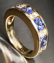 14ct Tanzanite & Diamond 1/2 Eternity. N.5. 5.9g.