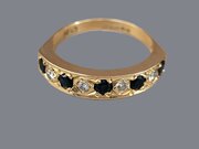 18ct Gold Sapphire & Diamond Half Eternity Size P.