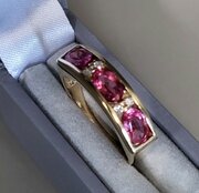 9ct Gold Pink Sapphire & Diamond Ring. N.