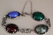 Antique Silver Scottish Agate Bracelet. 8"Long.