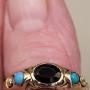 Victorian 9ct Gold Turquoise  Garnet Ring Ring  Size L
