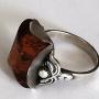 Vintage Silver  Amber Ring  Latvian Amber