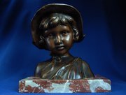 Antique Italian Bronze Bust Of A Girl 