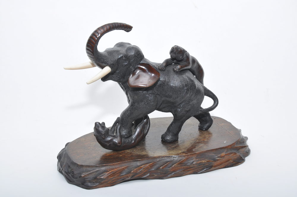Antiques Atlas Bronze Elephant & Tiger Group