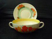 Clarice Cliff Sungleam Crocus Soup / Coupe