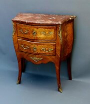 Antique Bombe French Chest Of Drawers Marble Top