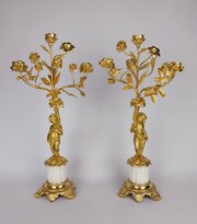 Pair Of Gilt Bronze Cherub Candlesticks 