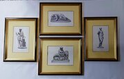 Set Four Quality Prints In Black Gilt Frames