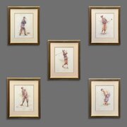 Set Of Five Golfing Prints 
