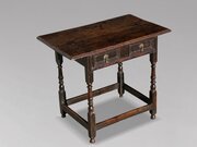17th C Charles II Oak Lowboy Side Table