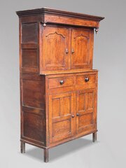 18th C George III Period Oak Court Cupboard