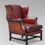18th Century Burgundy Leather Wing Armchair