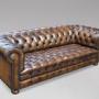 19th C Golden Brown Leather Chesterfield Sofa