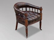 19th C Leather Mahogany Desk Armchair