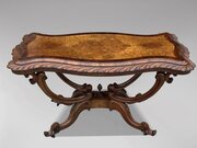 19th C Victorian Burr Walnut Carved Centre Table
