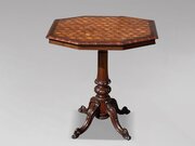 19th C Victorian Walnut Parquetry Tilt-Top Table