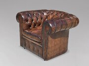 Antique Brown Leather Chesterfield Armchair