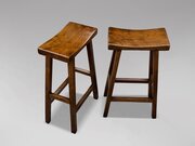 Pair Of 19th Century Elm Seated High Stools