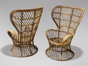 Pair Of Italian Wicker Armchairs By Gio Ponti