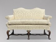 Queen Anne Style Upholstered Walnut Settee