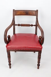 Antique Regency Mahogany Leather Carver Desk Chair