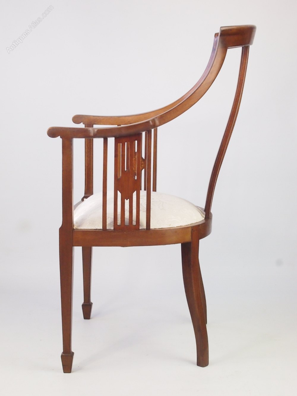 Edwardian Mahogany & Inlaid Armchair Or Tub Chair Antiques Atlas