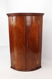 Georgian Mahogany Bow Front Corner Cupboard
