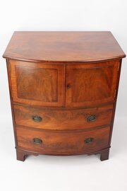 Georgian Mahogany Bow Front Side Cabinet Commode