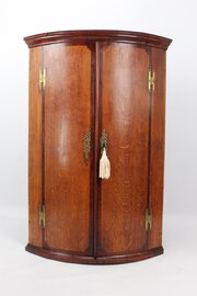 Georgian Oak Bow Front Corner Cupboard Cabinet