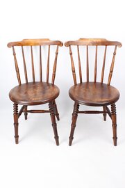 Pair Antique Victorian Swedish Ibex Kitchen Chairs