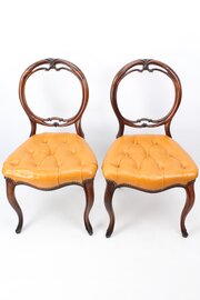 Pair Victorian Rosewood Balloon Back Chairs