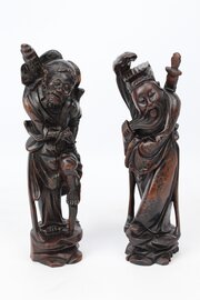 Pair Of Antique Inlaid Chinese Immortal Figures