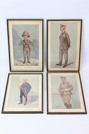 Set 4 Antique Vanity Fair Spy Military Prints