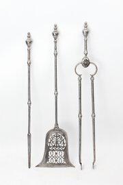 Set Georgian Engraved Steel Fire Tools Circa 1780