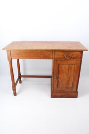 Slim Edwardian Oak Desk Vintage Writing Table