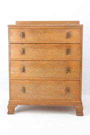 Small Heals Style Art Deco Oak Chest Of Drawers