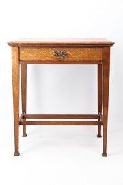 Small Victorian Arts Crafts Oak Desk Writing Table