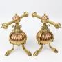 Victorian Brass Copper Fire Dogs / Fire Tool Rests