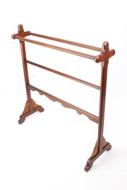 Victorian Gothic Revival Walnut Towel Rail Stand