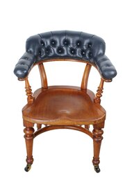 Victorian Mahogany & Leather Desk Chair Armchair