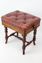 Victorian Rosewood Leather Adjustable Piano Stool