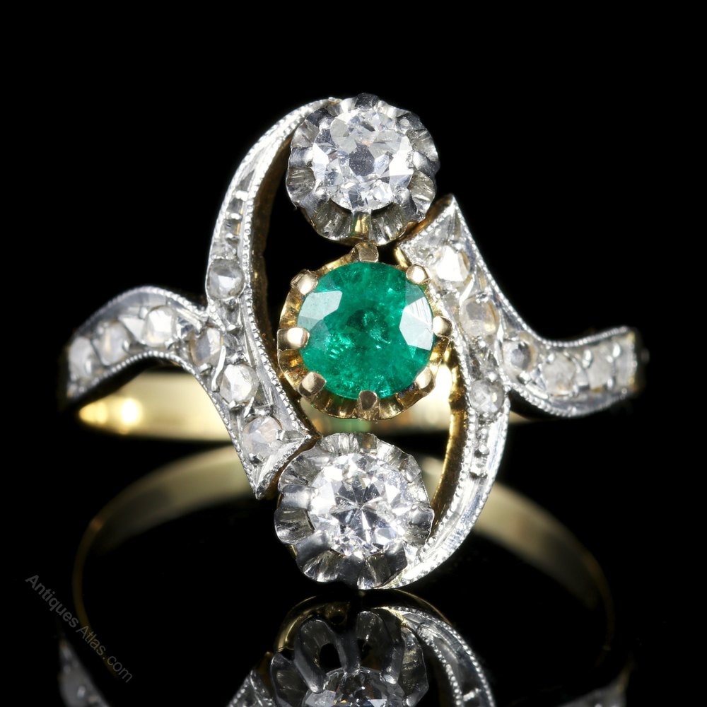 Antiques Atlas - Antique Victorian French Emerald And Diamond Ring