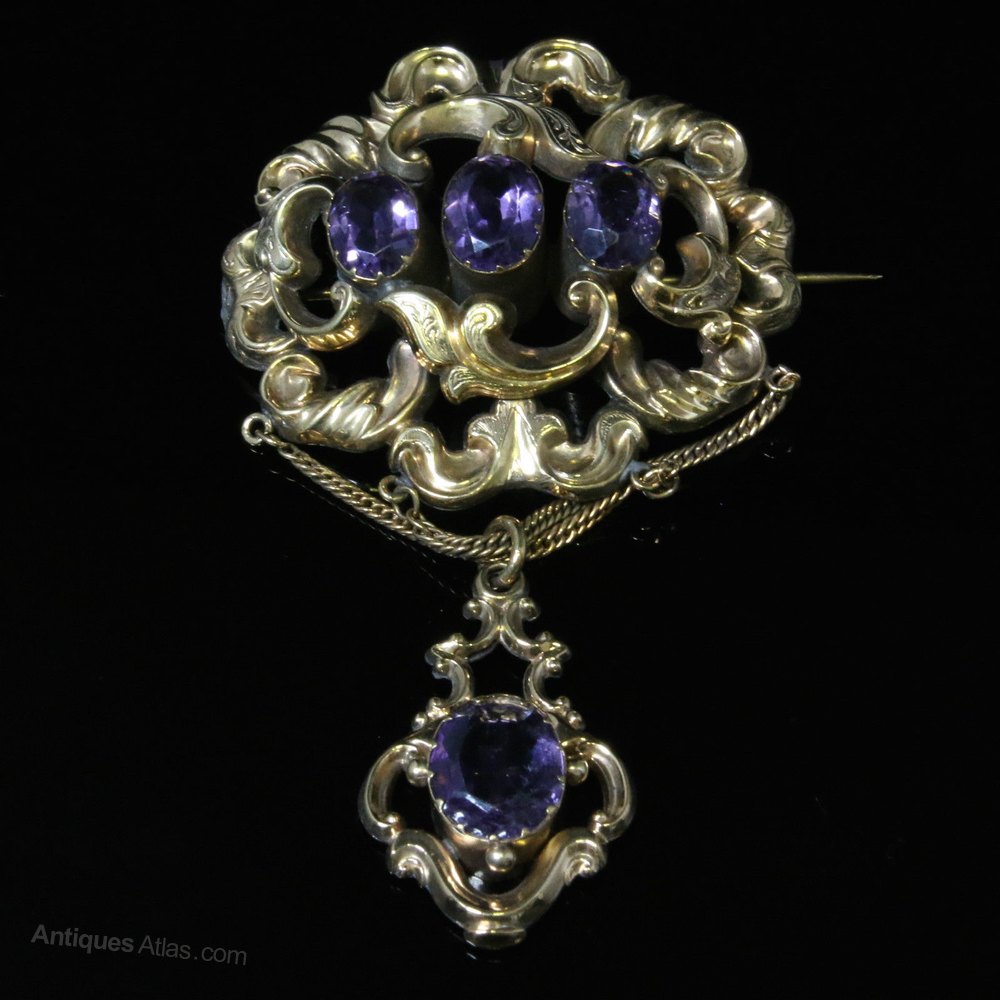 Antiques Atlas Antique Victorian Large Paste Dropper Gold Brooch