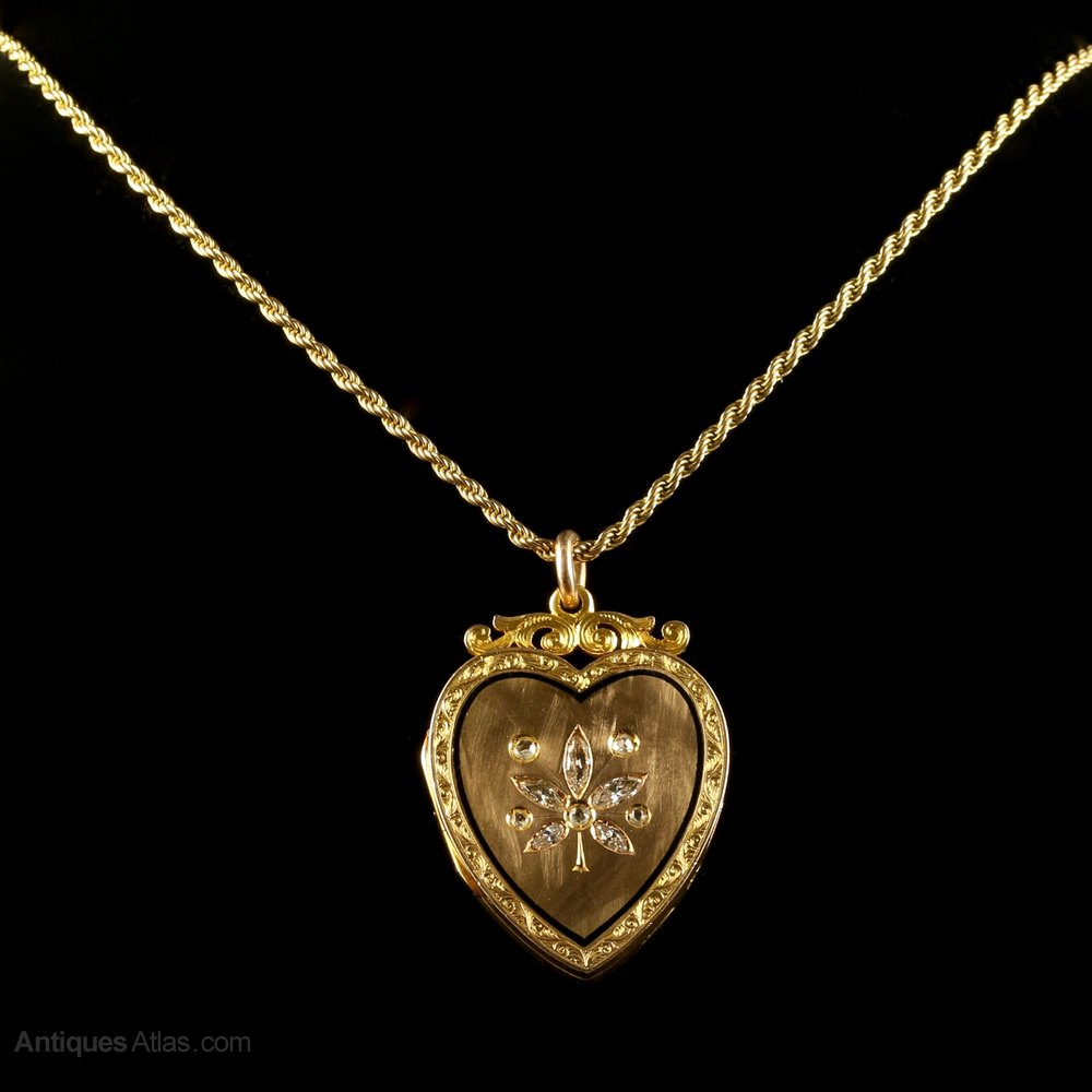 Antiques Atlas Victorian Diamond Locket Heart Locket And Chain