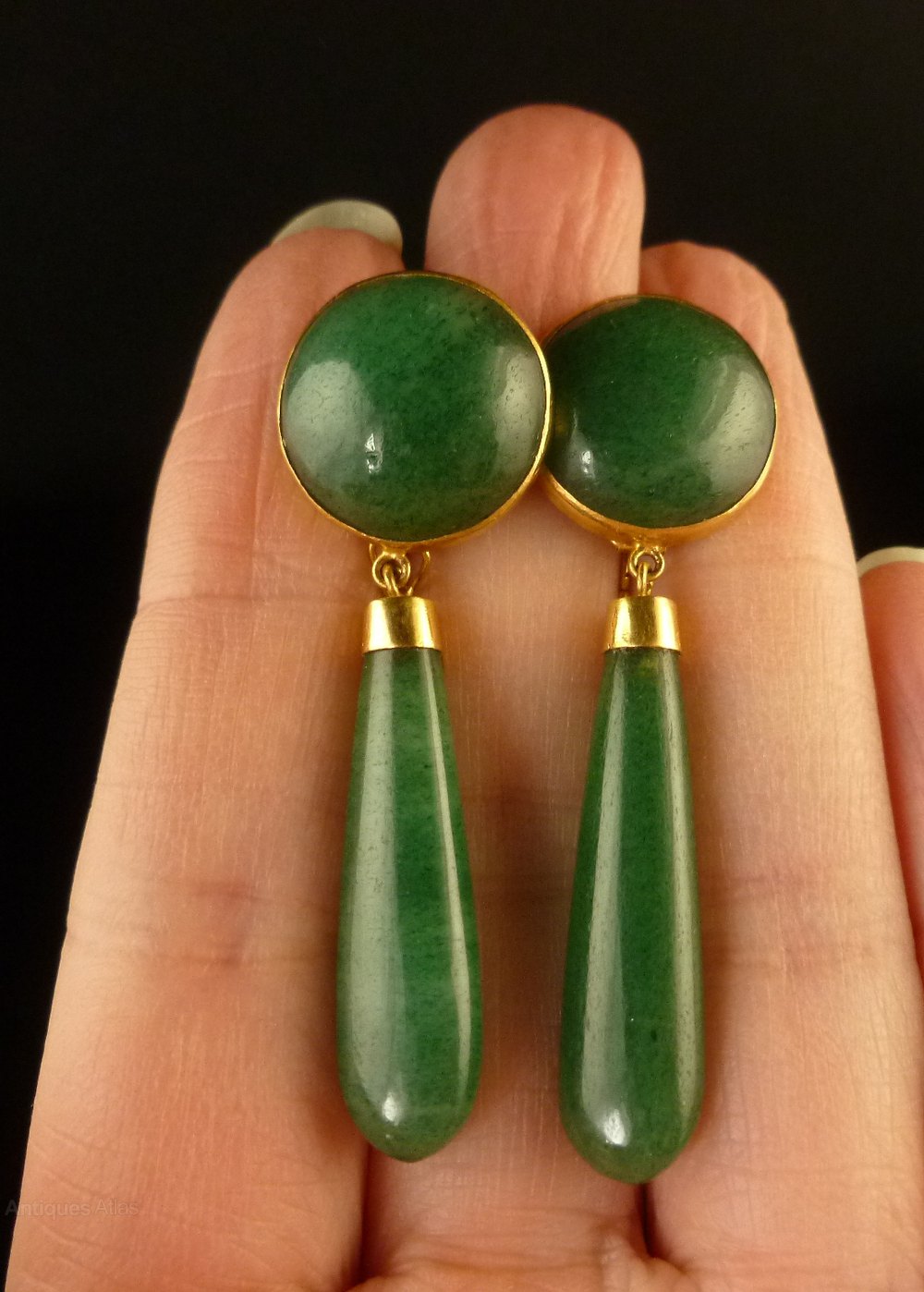 Antiques Atlas Victorian Long Jade Earrings Circa 1880