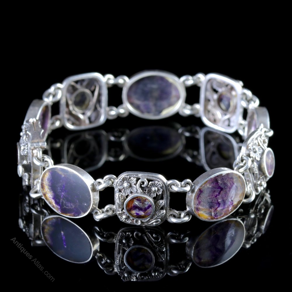 Antiques Atlas Vintage Sterling Silver Blue John Bracelet