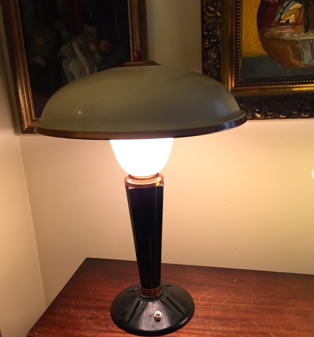 Antiques Atlas Handsome Art Deco Desk Lamp Bakelite Copper And To