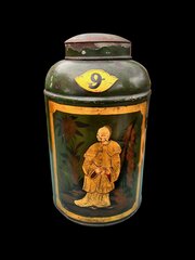 Victorian Chinoiserie Lacquered Toleware Tea Canister