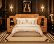 Art Deco Birds Eye Maple Headboard And Nightstands